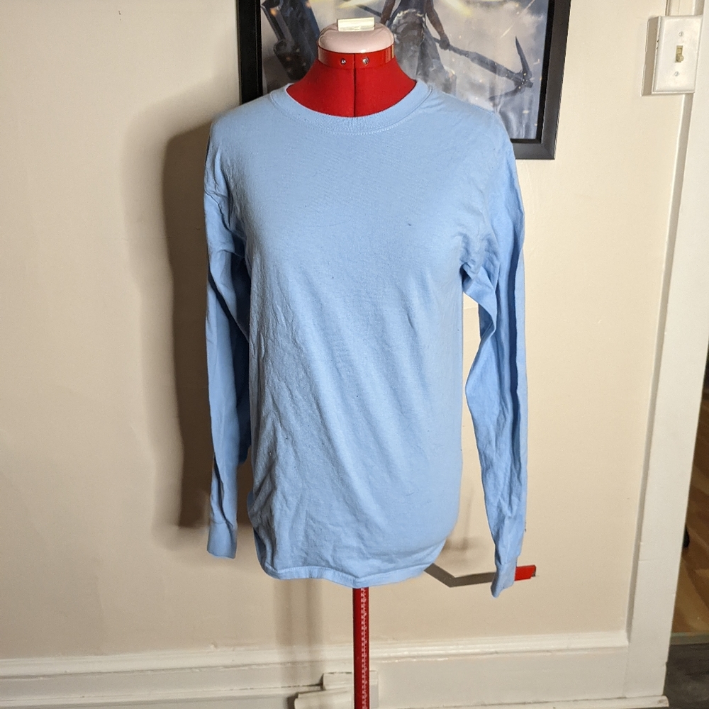 NWOT Hanes 100% Cotton Tagless Blue Long Sleeve Top